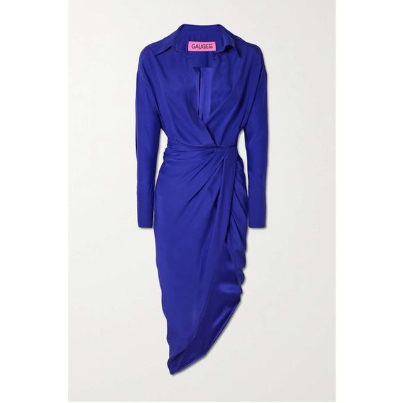 GAUGE81 Puno asymmetric draped silk-satin dress Size S $630 - Picture 1 of 12